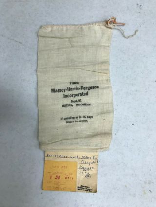 Massey - Harris - Ferguson Burlap Parts Bag Antique,  Art,  Man Cave,  Cool