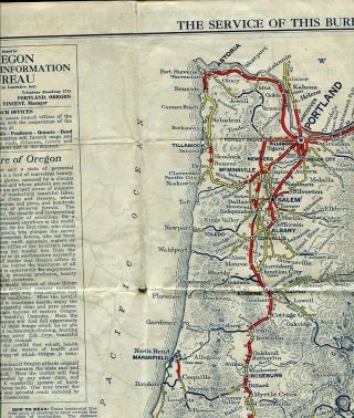 1922 Oregon Highway Map,  And Columbia River Highway Map - Two - Sided