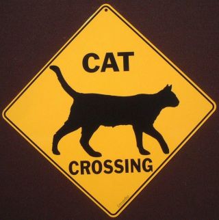 Cat Crossing Sign Silhouette Print Picture Cats Decor Novelty Home Animals