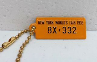 1939 York Worlds Fair Goodrich Tires Arena Brass Nys License Plate Key Chain