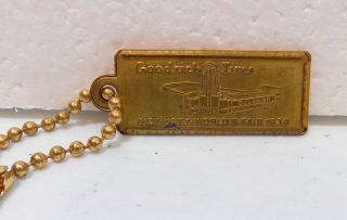 1939 York Worlds Fair Goodrich Tires Arena Brass NYS License Plate Key Chain 2