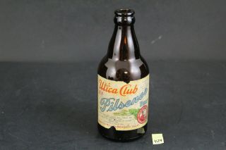 Vintage Utica Club Pilsener Beer Paper Label Amber Bottle 12 Oz Ny 424