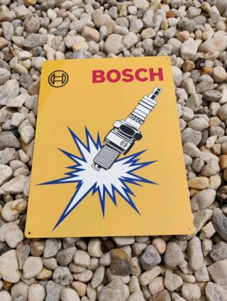 Bosch Spark Plug Metal Sign Gas Gasoline Oil Garage Mechanic Shop 9x12 50188