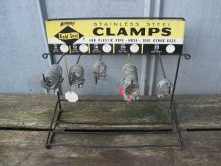 Vintage Murray Pipe / Hose Clamp Metal Hardware Store Display Rack Sign A0532