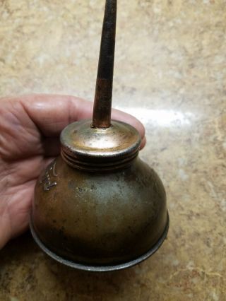 Antique Ford Oil Can Vtg Oiler Spout Copper Plated Model A T Script 1930s OEM 4