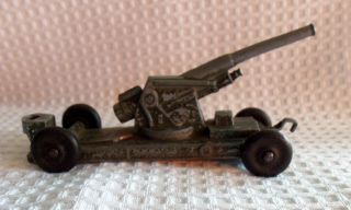 Vintage Tootsietoy Diecast Cannon Army Green Factory Error 4 Wheels Rare