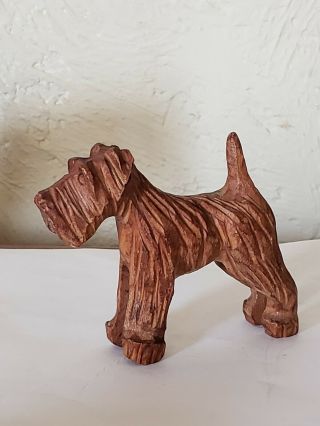 Vintage Terrier Hand Carved Wooden Miniature Figurine
