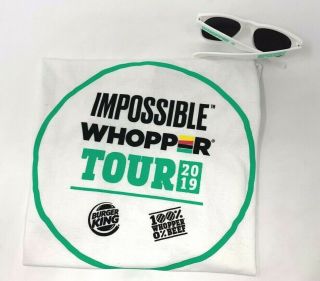 Burger King Bk Impossible Whopper Tour Vegan 0 Beef T - Shirt Size S & Sunglasses