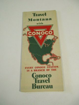 Vintage Conoco Montana State Highway Gas Station Road Map 1930 Pop - Box B7