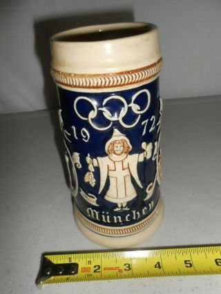 Vintage 1972 Olympics Munich Munchen Ceramic Beer Stein Frauenkirche Olympiaturm