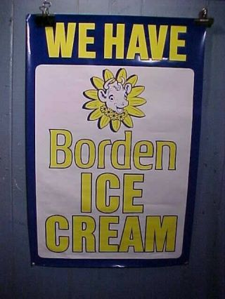 Orig 1960s We Have Bordens Ice Cream Store Display Poster