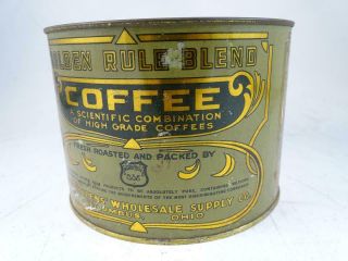 Antique Golden Rule Blend Advertising Tin Coffee Can Citizens Columbus