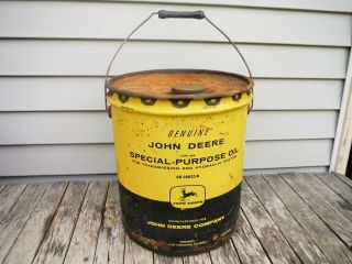 Vintage 5 Gallon John Deere Special Purpose Motor Oil Can Nr Sign Can