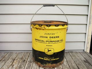 VINTAGE 5 GALLON JOHN DEERE SPECIAL PURPOSE MOTOR OIL CAN NR SIGN CAN 3
