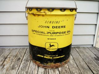 VINTAGE 5 GALLON JOHN DEERE SPECIAL PURPOSE MOTOR OIL CAN NR SIGN CAN 4