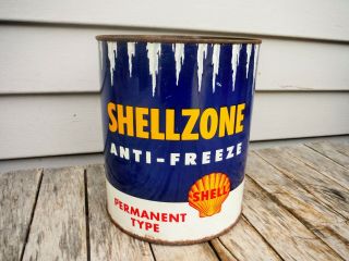 Vintage 1 Gallon Shell Shellzone Anti Freeze Can Motor Oil Can Neat