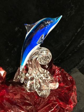Blue 7” Long Jumping Wave Dolphin Figurine