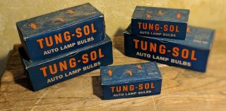 5 Vintage Nos Boxes Tung - Sol Auto Lamps Various Volt Automobile 50 Light Bulbs