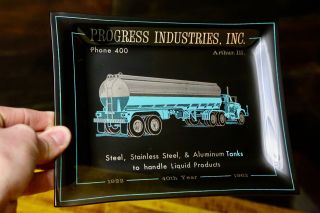 Vintage 1962 Progress Industries Arthur,  Illinois Motor Oil Tanker Truck Plate