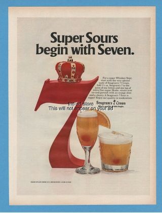 1979 Seagrams 7 Crown Whiskey Sours Drinks Vintage Photo Print Ad