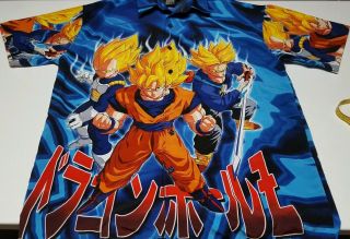 Vintage 2001 Dragon Ball Z Anime Button Up All Over Graphic Shirt Size Large