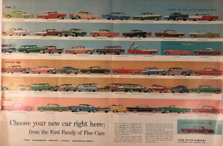 1957 Ford Motor Line Lincoln Thunderbird Mercury Photo 2 Page Vintage Print Ad