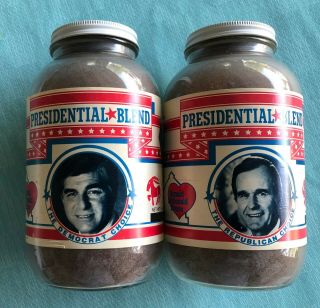 George Bush Michael Dukakis Ronald Mcdonald Coffee Jars 1988 Presidential Elect