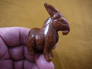 (y - Bur - 708) Burro Donkey Mule Goldstone Stone Carving Gemstone I Love Burros