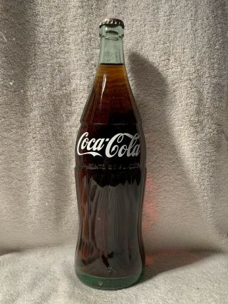 Rare Full 26oz Coca - Cola Acl And Embossed Transition Soda Bottle
