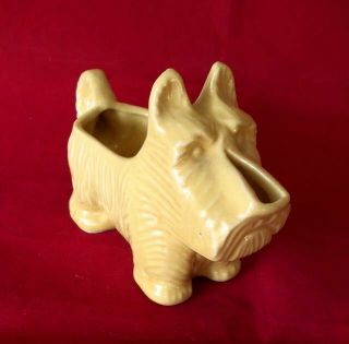 Old RARE Scottie Terrier Yellow Ceramic Creamer by Morton Pottery c1940 3