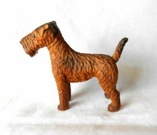 Vintage Carved Wood Airedale Welsh Fox Terrier Dog Figurine 3 " H