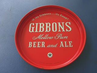 Vintage Gibbons Beer And Ale Tray,  Wilkes - Barre Brewery