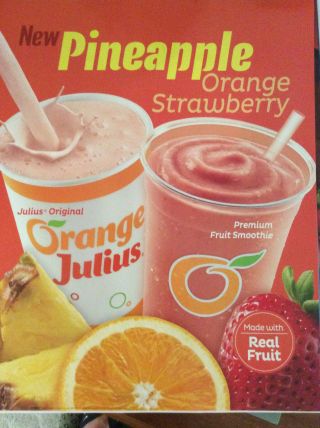 Dairy Queen Promotional Poster Pinneapple Orange Strawberry Fruit Smoothie Dq