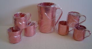 Vintage 1980 Smirnoff Mule Pitcher & 6 Mugs Set With Box Moscow Mule