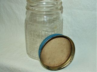 Vintage Mid - Century 1 Pound Jfg Peanut Butter Clear Glass Jar W/ Jfg Lid