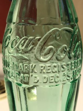 PAT ' D DEC.  25,  1923 Coca - Cola Hobbleskirt Coke Bottle - BAY CITY,  TEX Texas 6