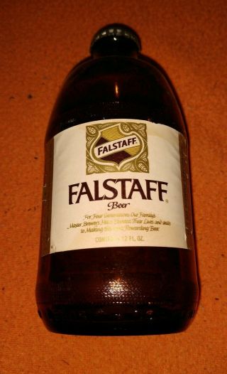 1 Vintage Falstaff Brown Beer Bottle 12oz With Cap