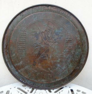 Antique Art Nouveau Copper Johnnie Walker Whisky Drinks Advertising Tray 2
