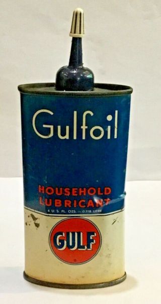 Vintage Gulf Oil Old Logo 4oz Can Household Lubricant (empty)