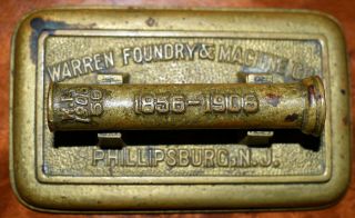 1906 Cast Brass Figural Paperweight Warren Foundry & Machine Co.  Phillipsburg Nj