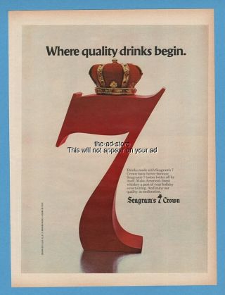 1979 Seagrams 7 Crown Whiskey Quality Drinks Vintage Photo Print Ad