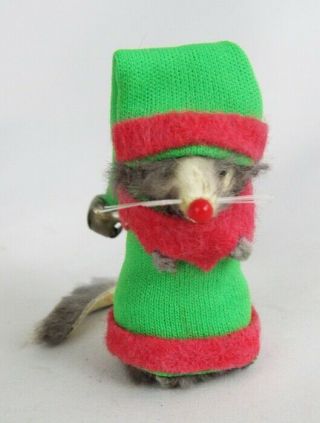 Vintage Fur Toys West Germany Miniature Christmas Elf Jester Mouse