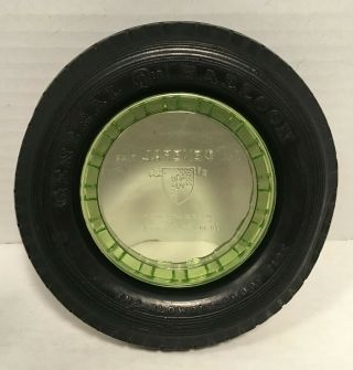 vintage Green Depression Glass Advertising Tire Ashtray General Balloon 3