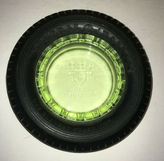 vintage Green Depression Glass Advertising Tire Ashtray General Balloon 4