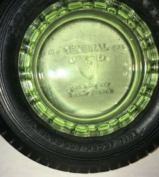 vintage Green Depression Glass Advertising Tire Ashtray General Balloon 5
