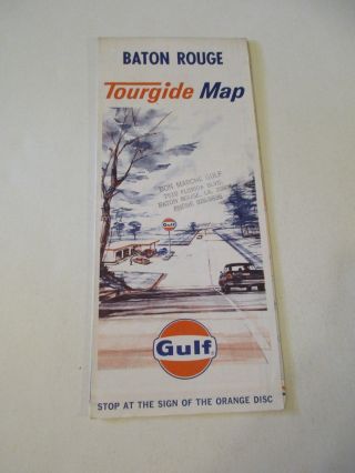 Vintage 1969 Gulf Baton Rouge Louisiana City Street Gas Service Station Road Map
