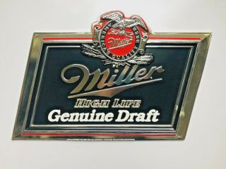 Vintage Miller High Life Draft Beer Plastic Bar Sign