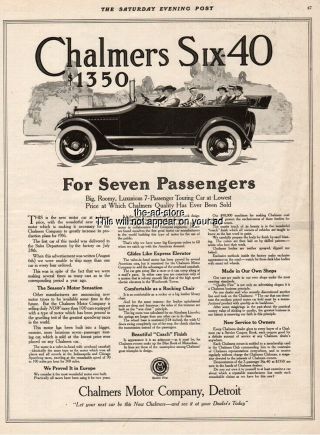 1915 Chalmers Six - 40 Motor Co Detroit Mi Michigan Vintage Auto Touring Car Ad