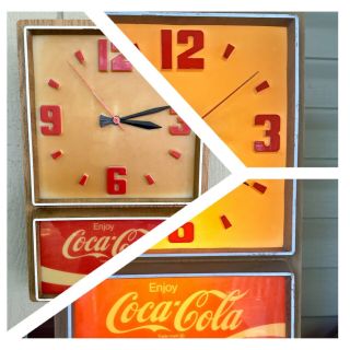 Vintage Lighted Coca Cola Wall Clock 18 " X11.  5”x6” Clock Runs Slow / Light