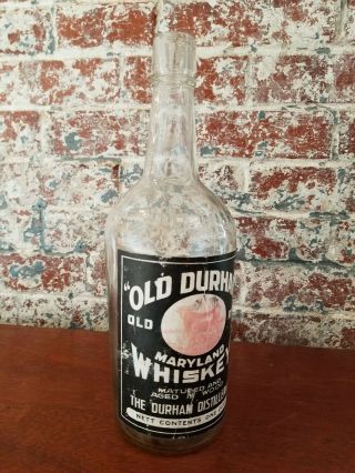 Vintage Old Durham Maryland Whiskey Bottle Bull Graphics Bim